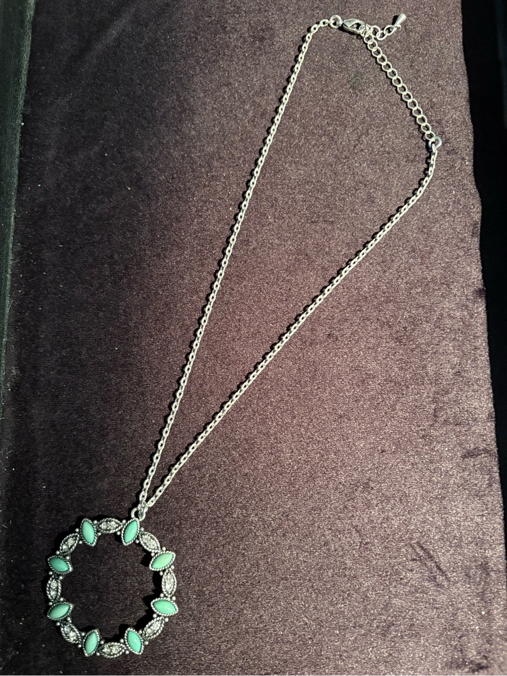 Montana Silversmiths Wrangler Brand Dainty Faux Turquoise Circle Necklace 18”